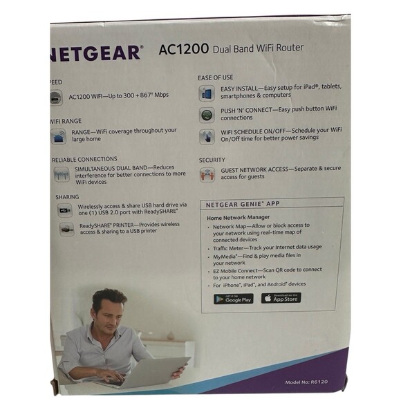 Netgear AC1200 Dual Band WiFi Router R6120 High Speed Wireless Internet - Picture 11 of 16
